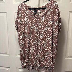 Disney Women's Mauve Bambi Print Tunic Top